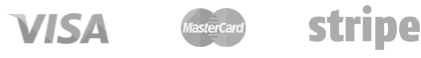 Formas de pagamento: Visa, Mastercard, Stripe